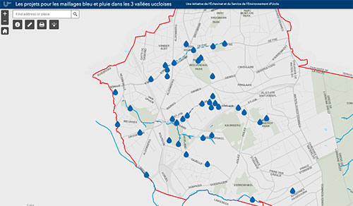 Cartografische illustratie van het blauw netwerk in Ukkel