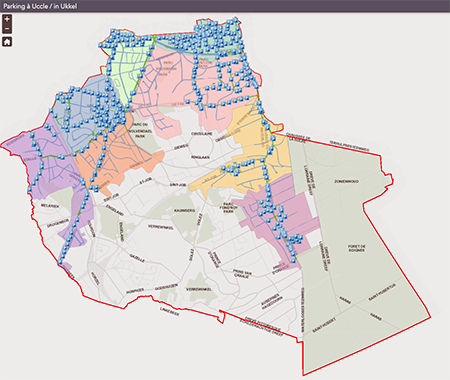 Carte des 7 secteurs de stationnement règlementés à Uccle