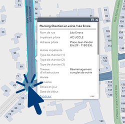 Détail de la carte interactives des chantiers en cours à Uccle